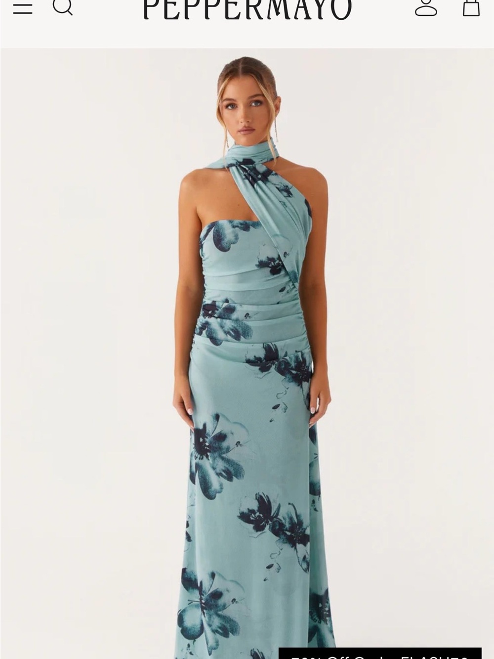 Peppermayo Songbird Maxi Dress - Blue Black Floral Floor Length